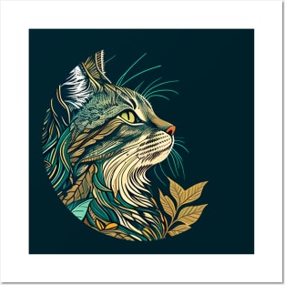 Boho Cat Cute Colorful Retro Color Posters and Art